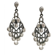 Metal with Stone Drop Earrings - $30.49