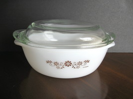 Termocrisa Dynaware Milk Glass Casserole with Glass Lid - Brown Daisy Design - £11.95 GBP