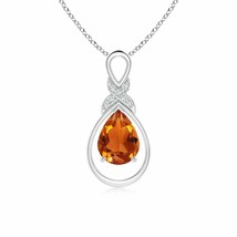 ANGARA Citrine Infinity Pendant &#39;X&#39; Motif in 14K Gold (Grade-AAAA Size-8x6) - £325.95 GBP