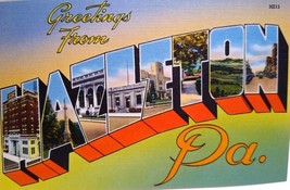 Greetings From Hazelton Pennsylvania Large Big Letter Postcard Linen Unused PA - $9.00