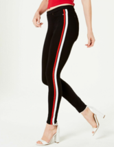 $44 NWT HUE Womens Racer Stripe Original Denim Leggings Black pants Medium - £34.74 GBP