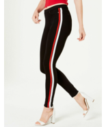 $44 NWT HUE Womens Racer Stripe Original Denim Leggings Black pants Medium - £34.62 GBP