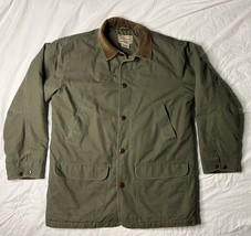 VTG LL Bean Barn Coat Mens Large Tall Green Quilted Corduroy Collar Adir... - $103.98 CAD