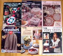 Lot of 6 Leisure Arts and House of White Birches Crochet Leaflets &amp; Booklets - £10.27 GBP