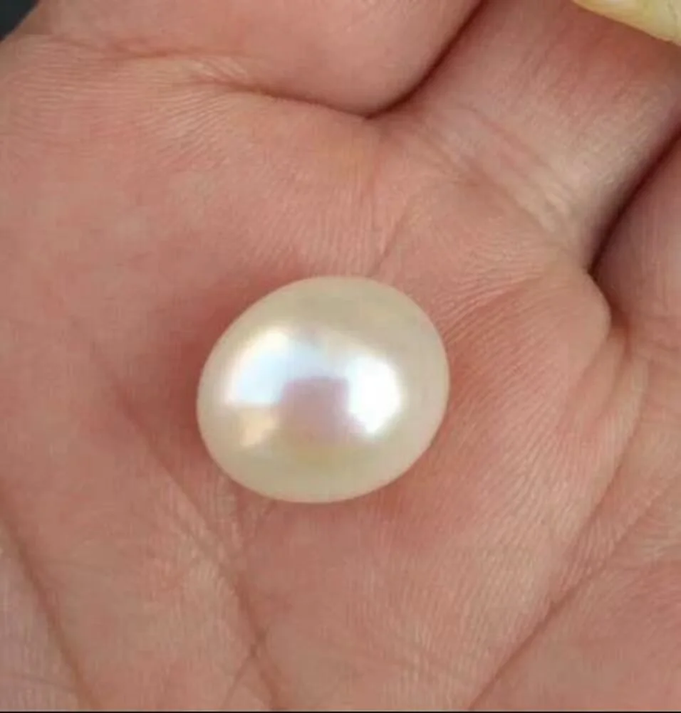 Natural 10x12.5MM South Sea Genuine White Loose Pearl Half Drilled - £17.02 GBP