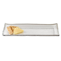 18 Mouth Blown Rectangular Edge Silver Serving Platter Or Tray - $104.58