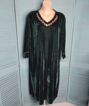 Sante Intimates Vintage House Pajama Velour Dress Gown ~ Sz L ~ Green ~ ... - £45.75 GBP
