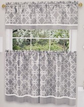 3pc Curtains Set:2 Tiers &Valance(58"x13")CHAIN LINK,ARLINGTON,grey/silver,Achim - $21.77