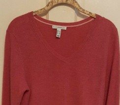 S Isaac Mizrahi Rose Pink 100% Cashmere Ruffled Hem Sweater  - £51.70 GBP