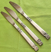 Orleans Silver Stainless Victoria 3 Dinner Knives 8.5&quot; Japan Satin Handle   - £10.24 GBP