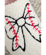 White Bow Knot Rugby Pattern Plush Warm Slippers - $9.26