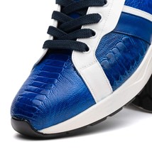 Lyon Genuine Ostrich Classic Calfskin Fashion Sneaker Blue / White image 7