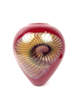 Satava Art Glass Vase Signed Red Nautilus 9.5&quot; x 8&quot; - £789.54 GBP