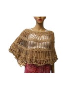 Handmade Beige Knitted Cape for Ladies - $4,704.19 MXN