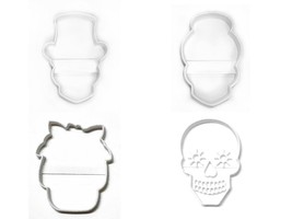 Dia De Los Muertos Day of the Dead Skulls Set Of 4 Cookie Cutters USA PR1421 - £6.38 GBP