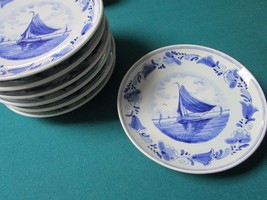 Schoonhoven - Delft Blue tableware set OF 7 PLATES 7&quot; SAILING BOAT ORIGINAL - $138.17