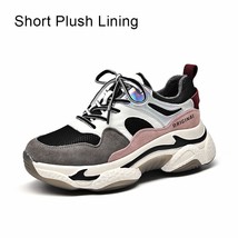 BeauToday Chunky Sneakers Women Cow Leather Fashion Dad Shoes Mesh Color Clash S - £103.85 GBP