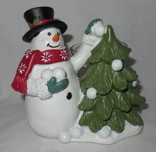 Yankee Candle Votive Tea Light Holder VTL/H Winter Snowman With Tree - £27.61 GBP