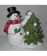 Yankee Candle Votive Tea Light Holder VTL/H WINTER SNOWMAN with TREE - $34.55