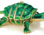 Green Turtle Bejeweled Articulated Cloisonne Hanging Christmas Ornament - $42.98