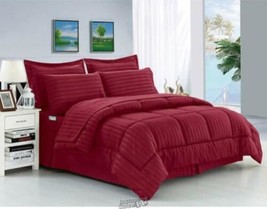 Dobby Stripe 8-pc. Comforter Set Burgundy Full Queen - £68.33 GBP