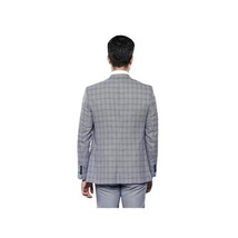 Men 3pc Vest Suit WESSI by J.VALINTIN Extra Slim Fit JV42 Blue Plaid TURKEY USA image 9