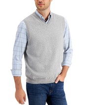 Club Room Men&#39;s Solid V-Neck Sweater Vest in Grey Heather-Large - $14.99