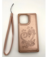 iPhone 13 Pro 6.1 Phone Case Rose Gold Embossed Faux Leather w/ Strap NEW - $14.24