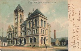 Williamsport Pa~Post OFFICE~1907 Rotograph Tinted Photo Postcard - £7.17 GBP