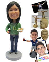 Personalized Bobblehead Gorgeous Lady Wearing A Hoodie, Jeans And Sneakers - Lei - £72.74 GBP