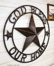 24&quot;D Rustic Western Lone Star God Bless Our Home Metal Circle Wall Plaqu... - £47.54 GBP