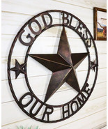 24&quot;D Rustic Western Lone Star God Bless Our Home Metal Circle Wall Plaqu... - £47.06 GBP