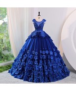 Beautiful 2023 New Sweet Flower Quinceanera Dresses Luxury Blue Party Dr... - £399.17 GBP