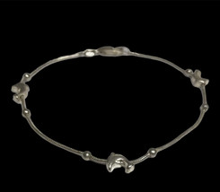 Vintage Sterling Silver Dolphin &amp; Scalloped Bead Rope Bracelet - 8” Long 5.1 Gra - £28.05 GBP