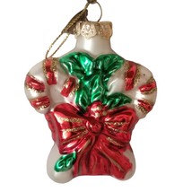 Christmas Ornament Hand Blown Glass Candy Cane Bow Thomas Pacconi Classics 2003 - £15.68 GBP