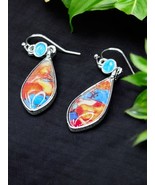 Asymmetry Multicolor Silver Drop Dangle Earrings Women Hook Art Jewelry ... - $17.82 CAD
