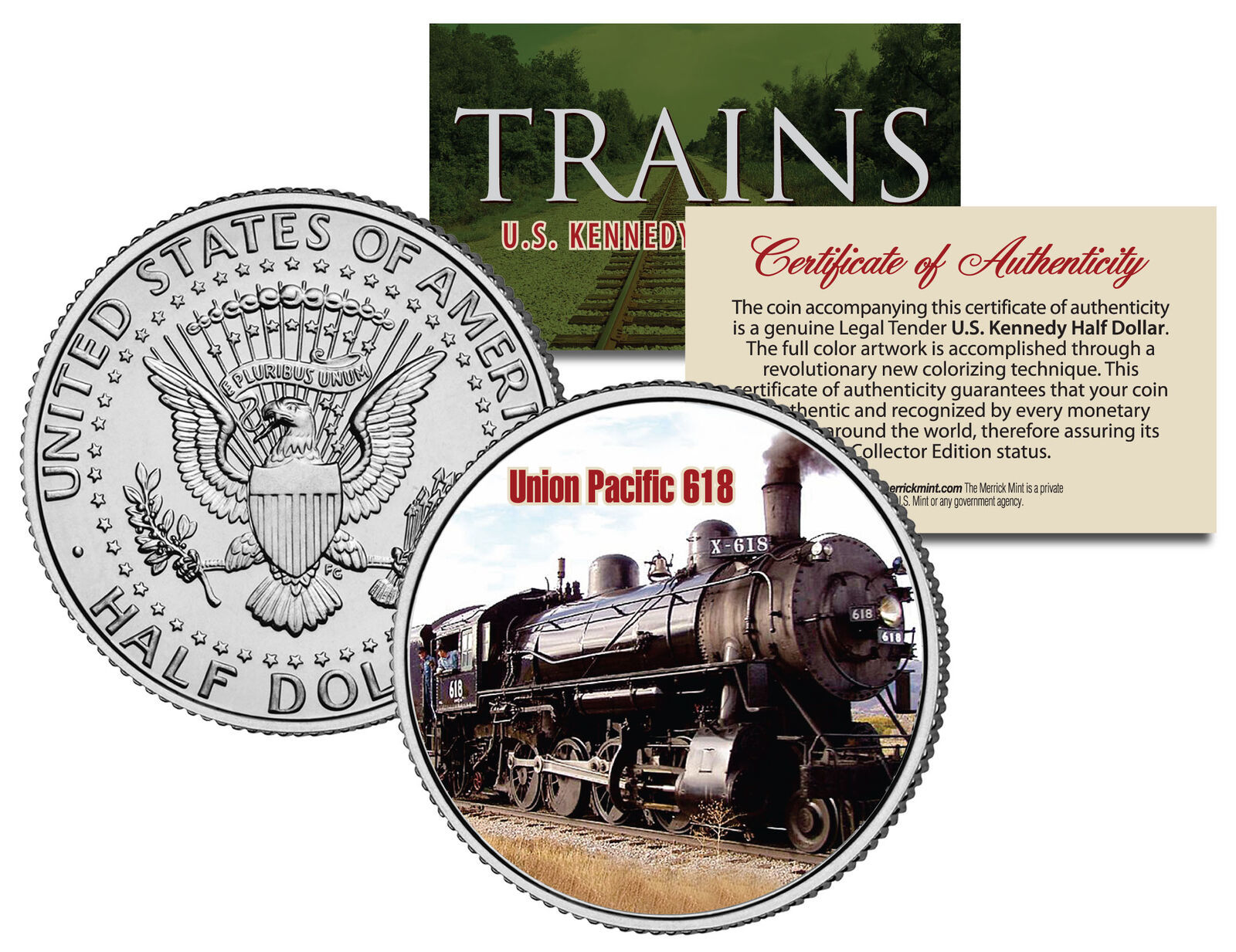 UNION PACIFIC 618 TRAIN * Famous Trains * JFK Half Dollar Colorized U.S.... - $12.16
