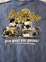 OLD VTG Lion&#39;s Drag Strip Nostalgia Racing on a gray an large tee shirt - £18.87 GBP