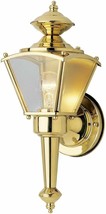 Vintage Outdoor Wall Light Fixture Sconce Brass Lantern Porch Glass Metal Mount  - £36.69 GBP
