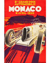 Monaco 1930 Grand Prix Vintage Classic Motor Racing Car Artwork 16x20 Canvas - £55.77 GBP