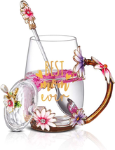 Mothers Day Gifts for Mom Her Women, Daisy Flower Glass Tea Cups Best Mom Ever G - £21.55 GBP