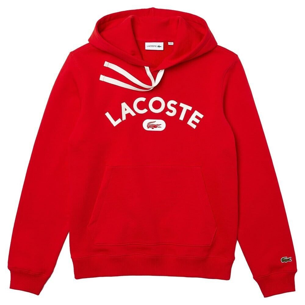 Lacoste Uomo Rosso Manica Lunga Leggero Pullover Felpa Stampa SH6876 Taglie 3XL