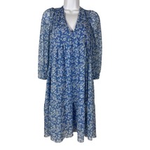 Clockhouse Daisy Print Floral Dress Womens Sz XL 12 Brazil GG Blue Sheer Chiffon - £19.83 GBP