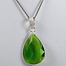 Sterling Silver Peridot Stone Handmade Women Pendant Necklace Beautiful GirlGift - £30.00 GBP+