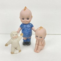 Set of 3 Cupie Ceramic Doll Figurines Hand Painted 3 Sizes  Angel Snow Baby 3-5&quot; - £14.24 GBP