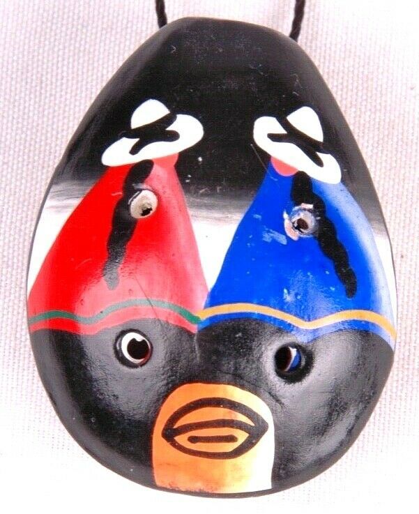 Primary image for Hand Crafted 6 Hole Ocarina Flute-Painted Pottery-Necklace-Peru- 1 3/4 x 1 1/4