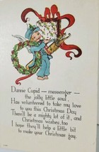 Christmas 1917 Dannie Cupid Messenger Golded Arrows Embossed Postcard L15 - £7.97 GBP