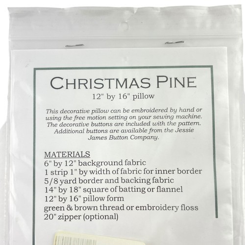 The Quilt Company PATTERN Christmas Pine Pillow w Decorative Buttons 12" x 16" Item image 5