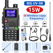 Upgraded UV-5RH 15W Air Band Walkie Talkie Wirless Copy Frequency Type-C Charger - £58.09 GBP