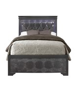 Shaker Grey Queen Bedroom Set with Crystal Tufted Headboard LED - $30,212.56 MXN